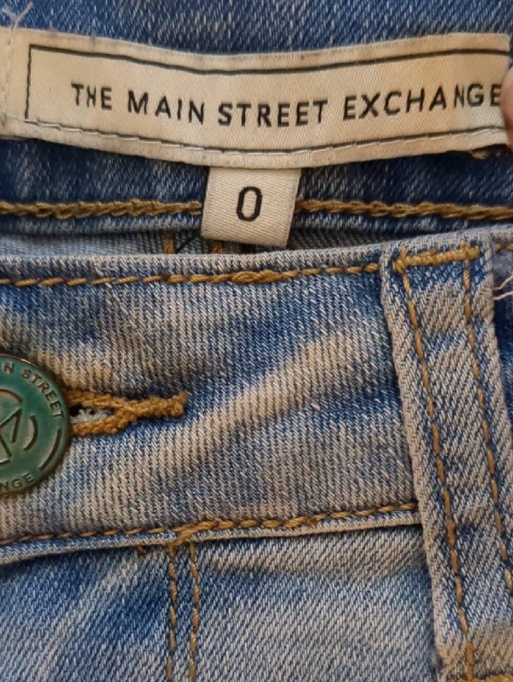 Light Blue Distressed Denim Pencil Skirt - Picture 2 of 2